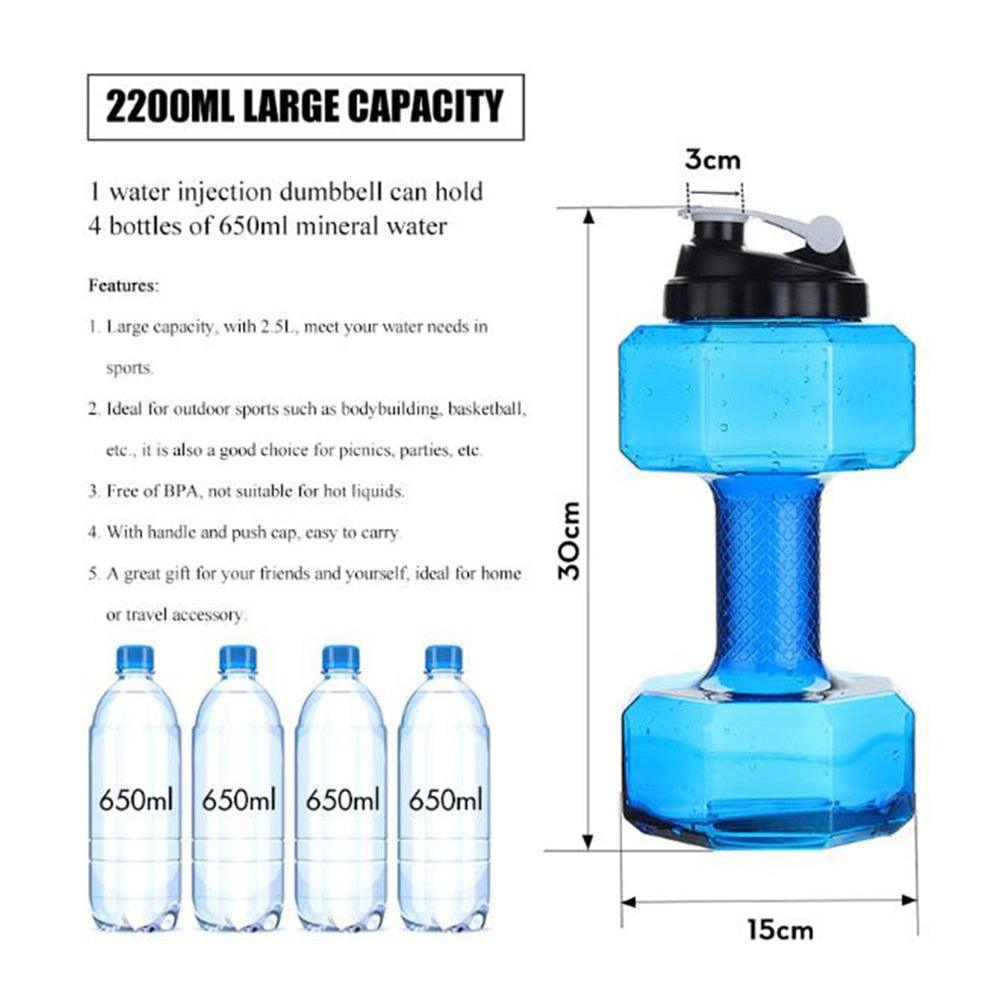 Best At-Home Workouts 2.2L Dumbbell Cold Water Bottle BPA Free Portable Creative New Year Gift GYM Sports Shaker Fitness Eco Friendly (FHB)(1AK1)