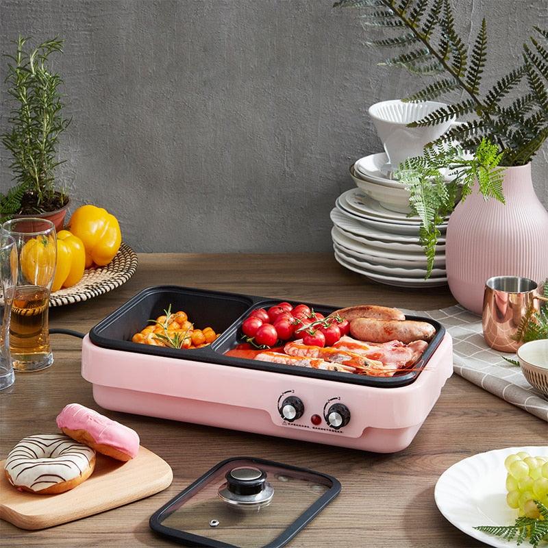 Multifunction Baking Pot Barbecue Machine - Electric Hot Pot Grill Household Smoke Free - Not Sticky Indoor (2H1)(H6)(1U59)