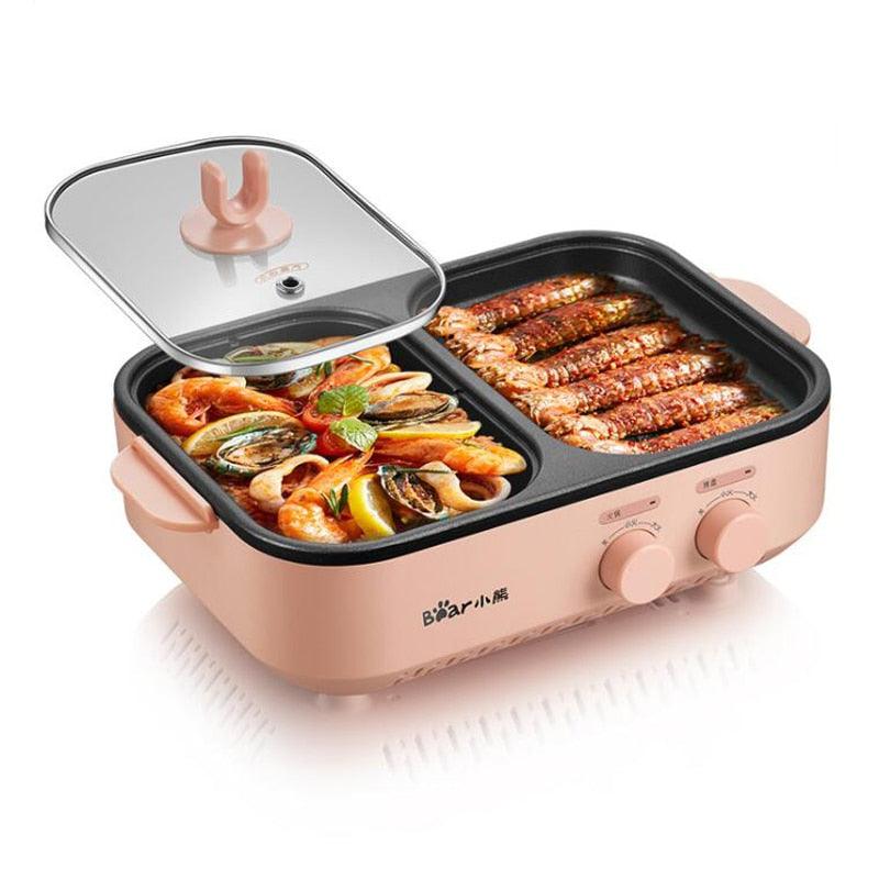 Multifunction Grill Baking Pan Electric Frying Machine Household Mini One-piece Pot Dual Control Switch Non-stick (D59)(H6)(2H1)(1U59)