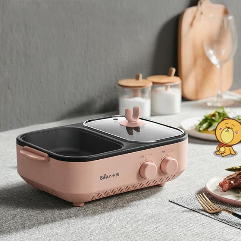 Multifunction Grill Baking Pan Electric Frying Machine Household Mini One-piece Pot Dual Control Switch Non-stick (D59)(H6)(2H1)(1U59)