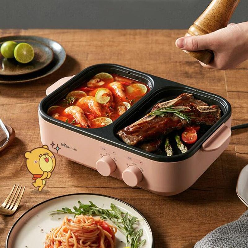 Multifunction Grill Baking Pan Electric Frying Machine Household Mini One-piece Pot Dual Control Switch Non-stick (D59)(H6)(2H1)(1U59)