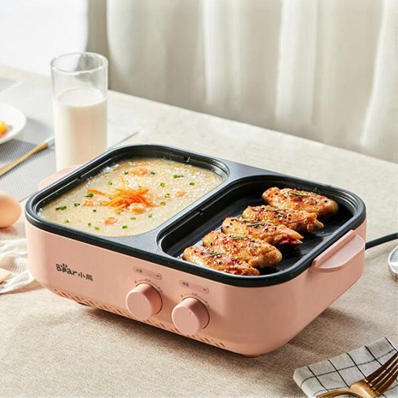 Multifunction Grill Baking Pan Electric Frying Machine Household Mini One-piece Pot Dual Control Switch Non-stick (D59)(H6)(2H1)(1U59)