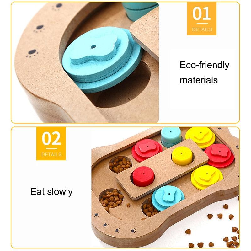 Multifunctional Pet Puzzle Toy - Wood Feeder Iq Training Dog Toys - Education Slow feeding Interactive Puzzle (D73)(1W3)(3W3)