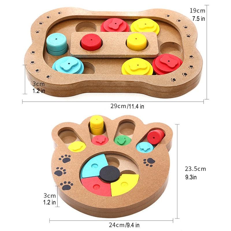 Multifunctional Pet Puzzle Toy - Wood Feeder Iq Training Dog Toys - Education Slow feeding Interactive Puzzle (D73)(1W3)(3W3)