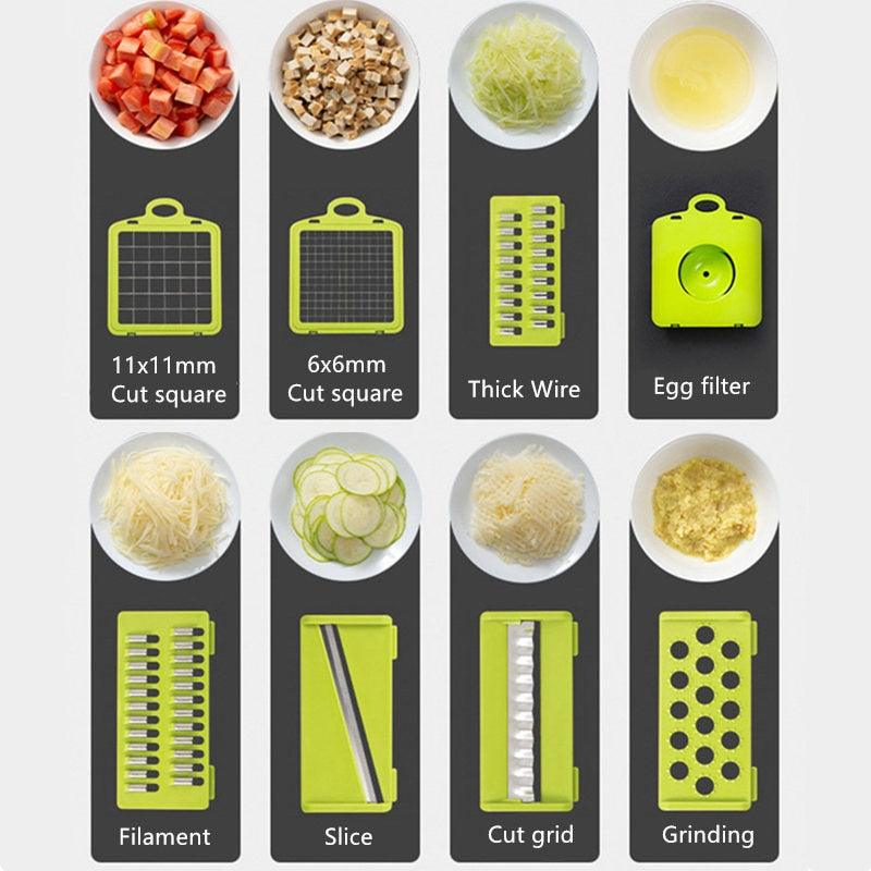 Multifunctional Vegetable Cutter Fruit Slicer Grater Shredders Drain Basket Slicers 8 In 1 Gadgets (AK3)(F61)