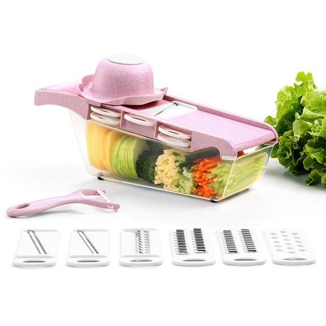 Multifunctional Vegetable Cutter Fruit Slicer Grater Shredders Drain Basket Slicers 8 In 1 Gadgets (AK3)(F61)
