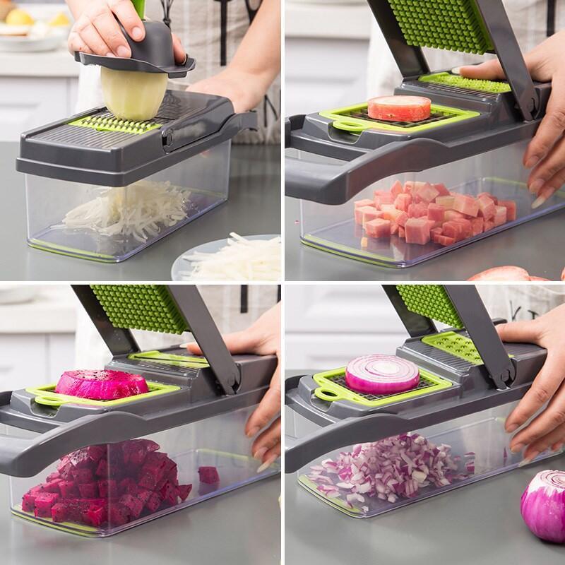 Multifunctional Vegetable Cutter Fruit Slicer Grater Shredders Drain Basket Slicers 8 In 1 Gadgets (AK3)(F61)