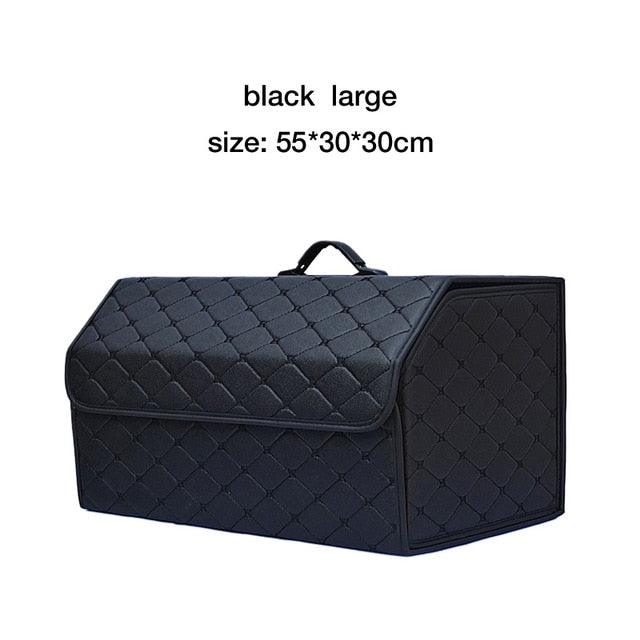 Car Organizer Trunk Storage Bag - PU Leather Trunk Stowing Tidying Universal Auto Organizers Box (3LT1)(F89)