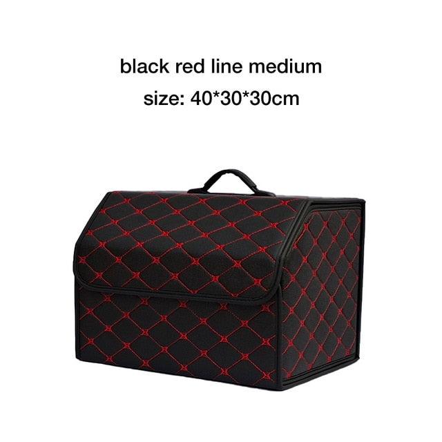Car Organizer Trunk Storage Bag - PU Leather Trunk Stowing Tidying Universal Auto Organizers Box (3LT1)(F89)