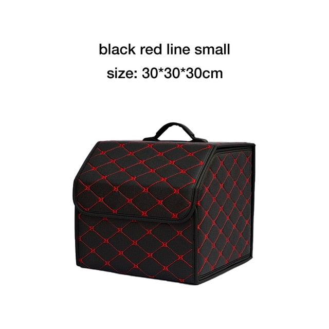 Car Organizer Trunk Storage Bag - PU Leather Trunk Stowing Tidying Universal Auto Organizers Box (3LT1)(F89)