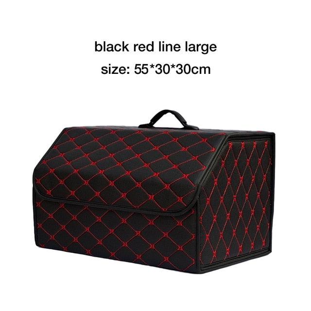 Car Organizer Trunk Storage Bag - PU Leather Trunk Stowing Tidying Universal Auto Organizers Box (3LT1)(F89)