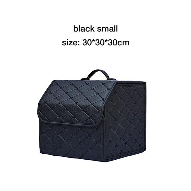 Car Organizer Trunk Storage Bag - PU Leather Trunk Stowing Tidying Universal Auto Organizers Box (3LT1)(F89)