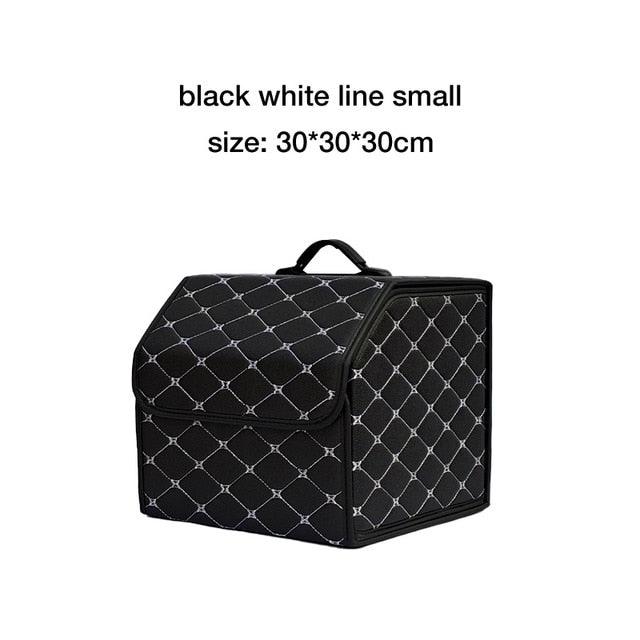 Car Organizer Trunk Storage Bag - PU Leather Trunk Stowing Tidying Universal Auto Organizers Box (3LT1)(F89)