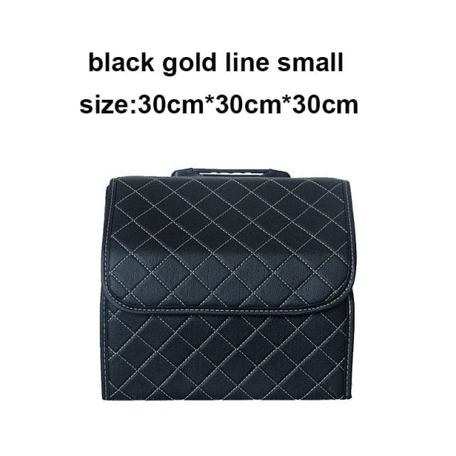 Car Organizer Trunk Storage Bag - PU Leather Trunk Stowing Tidying Universal Auto Organizers Box (3LT1)(F89)