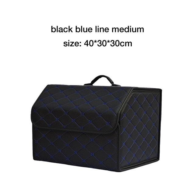 Car Organizer Trunk Storage Bag - PU Leather Trunk Stowing Tidying Universal Auto Organizers Box (3LT1)(F89)