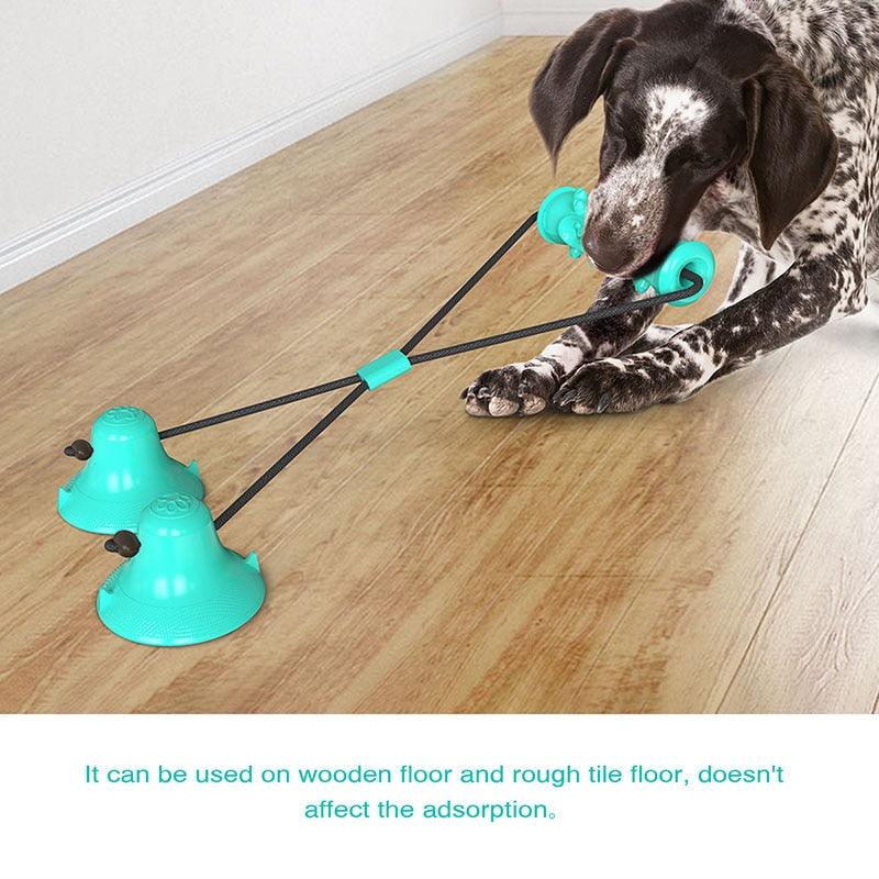 Multifunction Dog Rope Ball Double Suction Cup Chew Dog Toy - Toothbrush Molars Rubber Treat (7W2)(2W3)