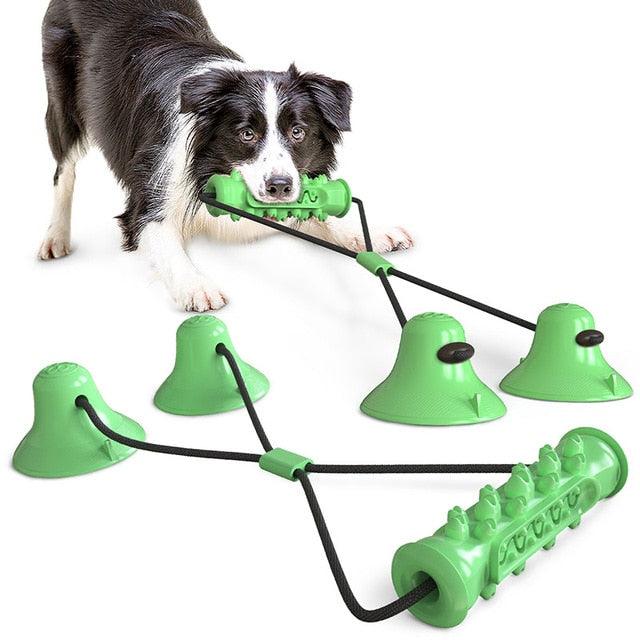 Multifunction Dog Rope Ball Double Suction Cup Chew Dog Toy - Toothbrush Molars Rubber Treat (7W2)(2W3)