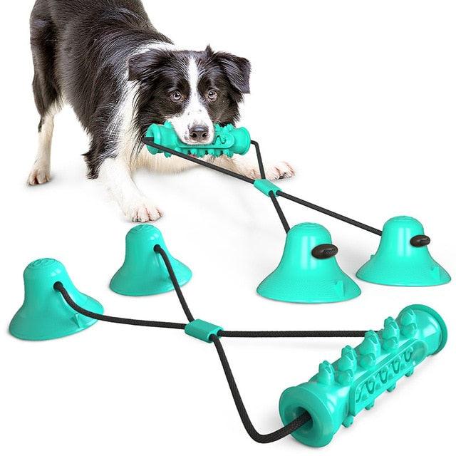 Multifunction Dog Rope Ball Double Suction Cup Chew Dog Toy - Toothbrush Molars Rubber Treat (7W2)(2W3)