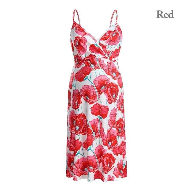 Fashion Deep V-neck Sleeveless Backless Pregnancy DressesSummer Pregnant Dress (D5)(Z7)(Z9)(1Z1)(4Z1)(5Z1)