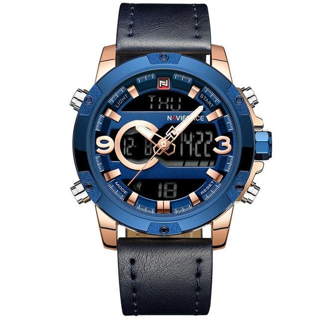 Men's Sport Watches - Digital Clock Man Waterproof Leather Army Wrist Watch (MA9)