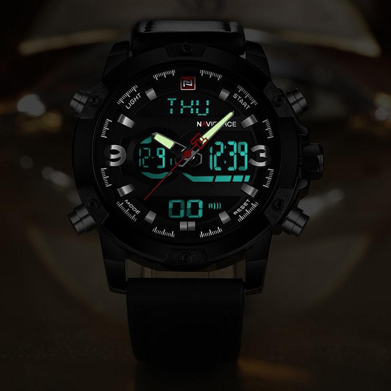 Men's Sport Watches - Digital Clock Man Waterproof Leather Army Wrist Watch (MA9)