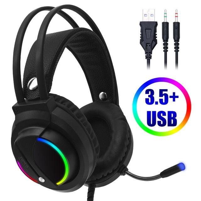 NEW K1 Head-Mounted Professional Gaming Headset - RGB Colorful Lighting Mic PC Phone For PS4 XBOX Switch Gamer Wired Headphone USB (AH)