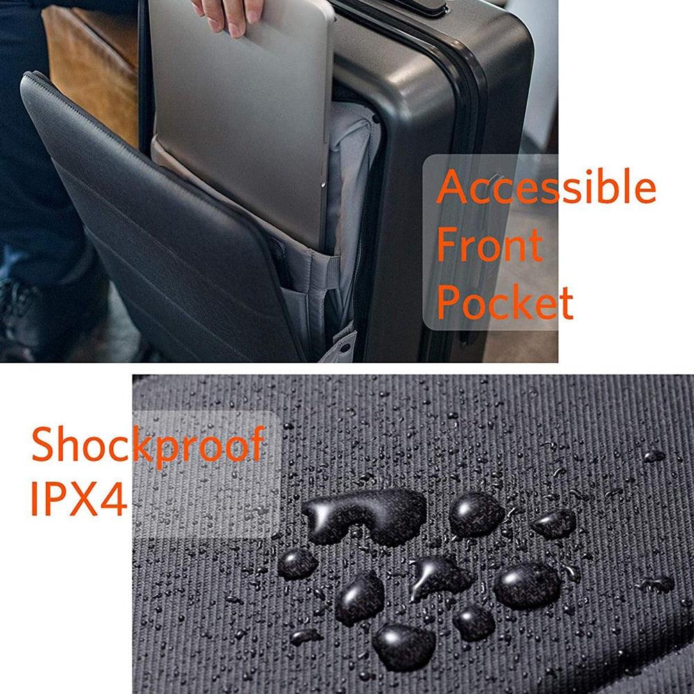 Great Carry On Luggage - Spinner Wheels 20 Inch Hardshell Compliant Suitcase - Front Pocket Lock Cover (LT1)(F78)