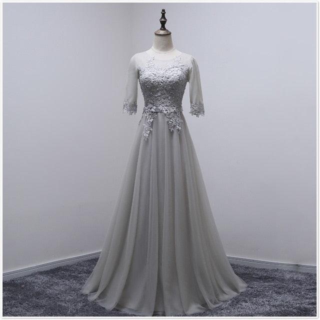 Fashion Scoop Neck A-Line Long Lace Evening Dress - Sexy Prom Dresses - Plus Size (WSO3)(WSO5)(F18)