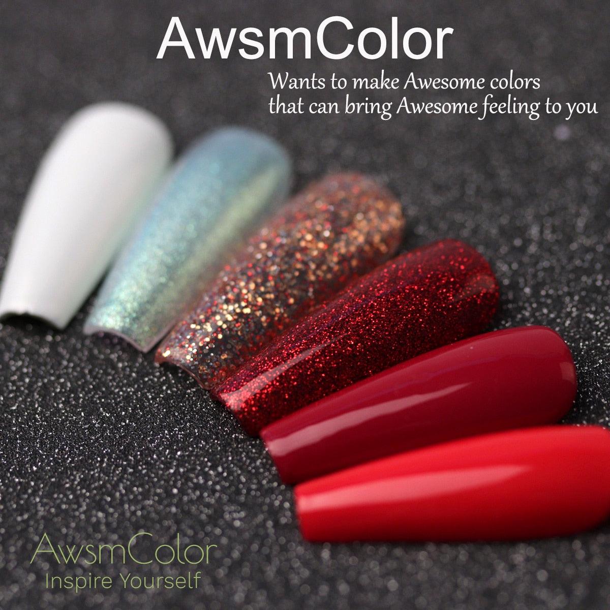Nail Polish, Gel Nail Polish Set Soak Off Glitter Burgundy Red Sparkle White Brown Silver Nail Gel Polish Kit 6 Colors (N1)(N4)(1U85)(F85)