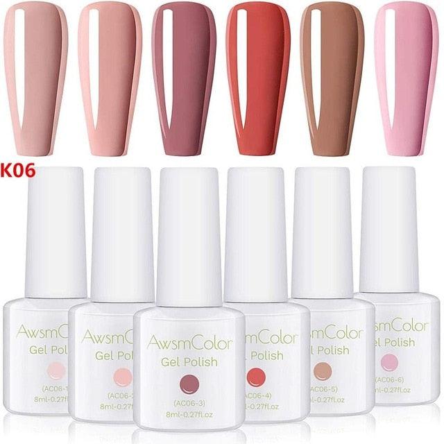 Nail Polish, Gel Nail Polish Set Soak Off Yellow Blue White Daisy Duke Nail Polish Kit 6 Colors 8ml Nail Art Gels (N1)(N2)(1U85)