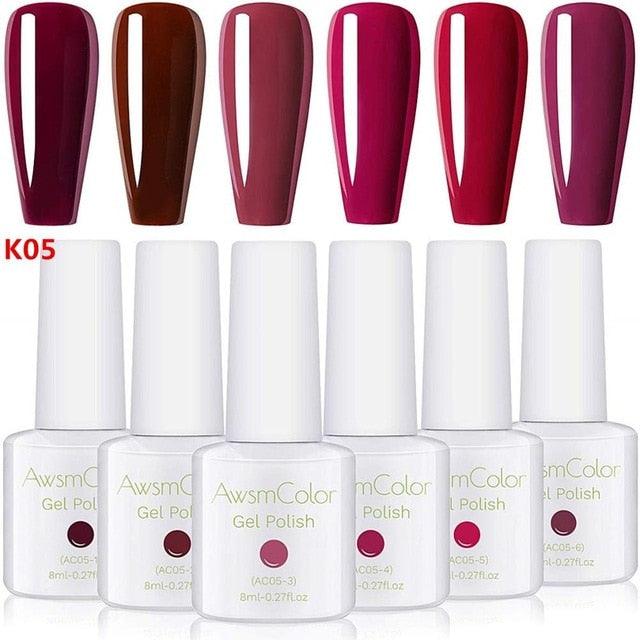 Nail Polish, Gel Nail Polish Set Soak Off Yellow Blue White Daisy Duke Nail Polish Kit 6 Colors 8ml Nail Art Gels (N1)(N2)(1U85)