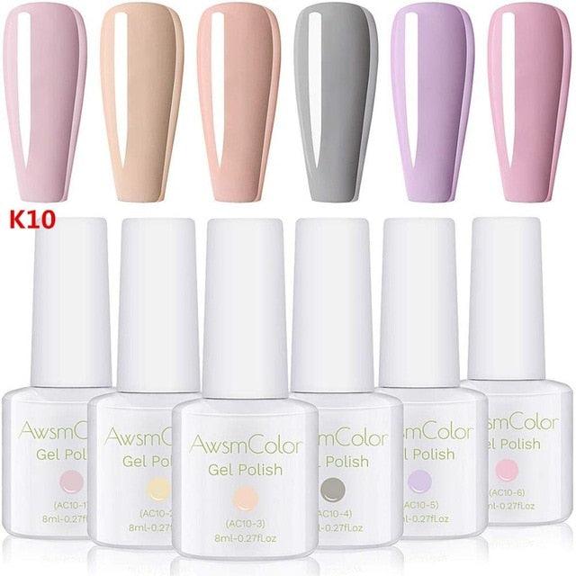 Nail Polish, Gel Nail Polish Set Soak Off Yellow Blue White Daisy Duke Nail Polish Kit 6 Colors 8ml Nail Art Gels (N1)(N2)(1U85)