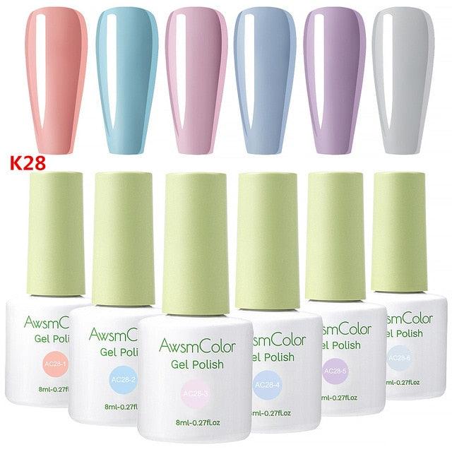 Nail Polish, Gel Nail Polish Set Soak Off Yellow Blue White Daisy Duke Nail Polish Kit 6 Colors 8ml Nail Art Gels (N1)(N2)(1U85)