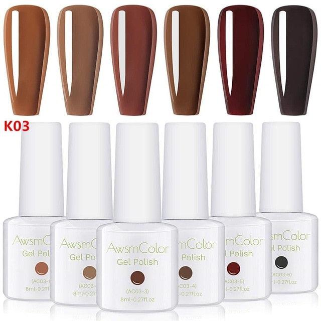 Nail Polish, Gel Nail Polish Set Soak Off Yellow Blue White Daisy Duke Nail Polish Kit 6 Colors 8ml Nail Art Gels (N1)(N2)(1U85)