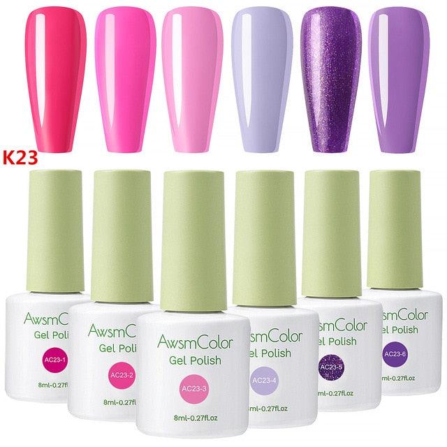 Nail Polish, Gel Nail Polish Set Soak Off Yellow Blue White Daisy Duke Nail Polish Kit 6 Colors 8ml Nail Art Gels (N1)(N2)(1U85)