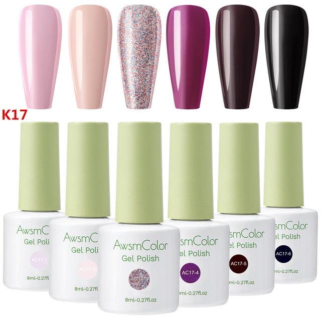 Nail Polish, Gel Nail Polish Set Soak Off Yellow Blue White Daisy Duke Nail Polish Kit 6 Colors 8ml Nail Art Gels (N1)(N2)(1U85)