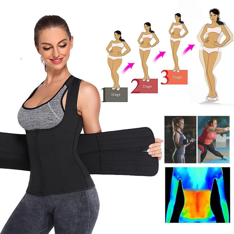 Trending Sauna Waist Trainer Corset With Sweat Belt Women Shapewear Body Shaper Weight Loss Compression Trimmer Workout Fitness(FH)(FHW1)(1U31)(1U24)