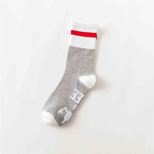 New 11 Colors Crew Socks - Purple Funny Letters Free Casual Socks (1U87)