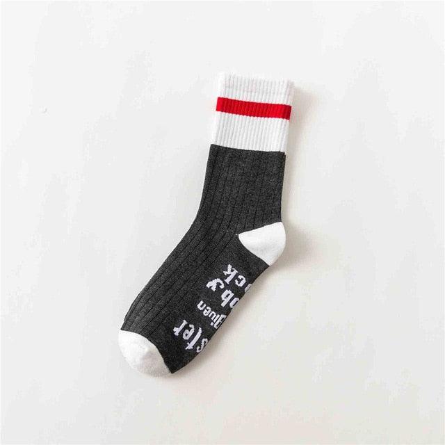 New 11 Colors Crew Socks - Purple Funny Letters Free Casual Socks (1U87)