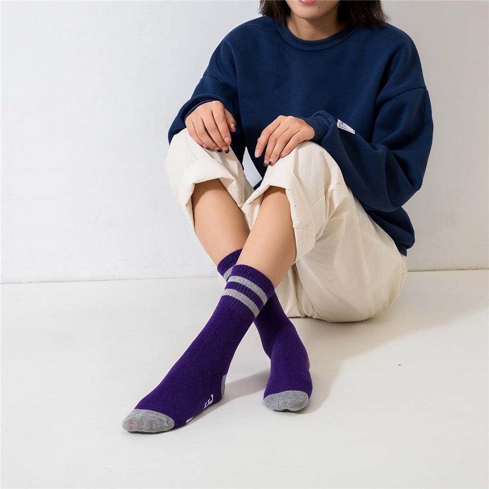 New 11 Colors Crew Socks - Purple Funny Letters Free Casual Socks (1U87)