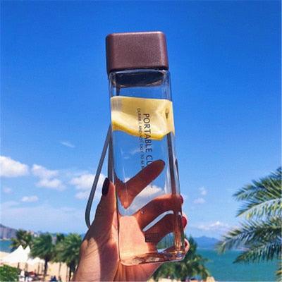 New 500ml Milk Fruit Water Cup - Cute Square Tea For Water Bottles Drink With Rope Sport Heat Resistant (FHB)(1AK1)