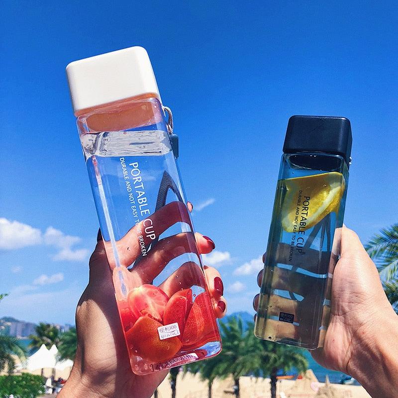 New 500ml Milk Fruit Water Cup - Cute Square Tea For Water Bottles Drink With Rope Sport Heat Resistant (FHB)(1AK1)