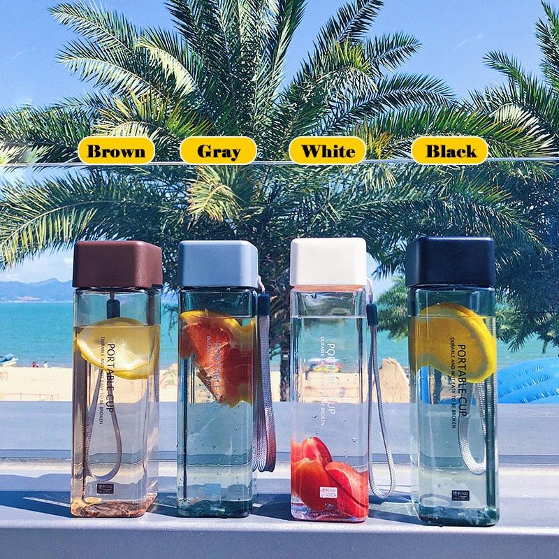 New 500ml Milk Fruit Water Cup - Cute Square Tea For Water Bottles Drink With Rope Sport Heat Resistant (FHB)(1AK1)
