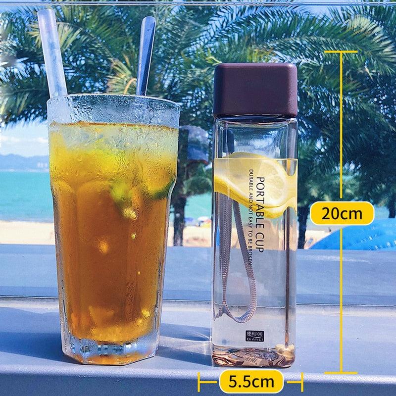 New 500ml Milk Fruit Water Cup - Cute Square Tea For Water Bottles Drink With Rope Sport Heat Resistant (FHB)(1AK1)