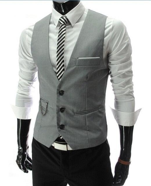 New Arrival Dress Vests - Men Slim Fit Suit Vest - Casual Sleeveless Formal Business Jacket (D8)(T3M)(T4G)