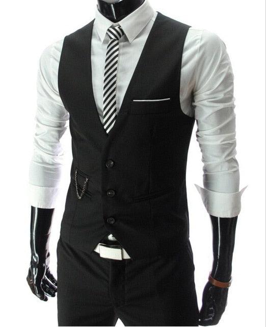 New Arrival Dress Vests - Men Slim Fit Suit Vest - Casual Sleeveless Formal Business Jacket (D8)(T3M)(T4G)