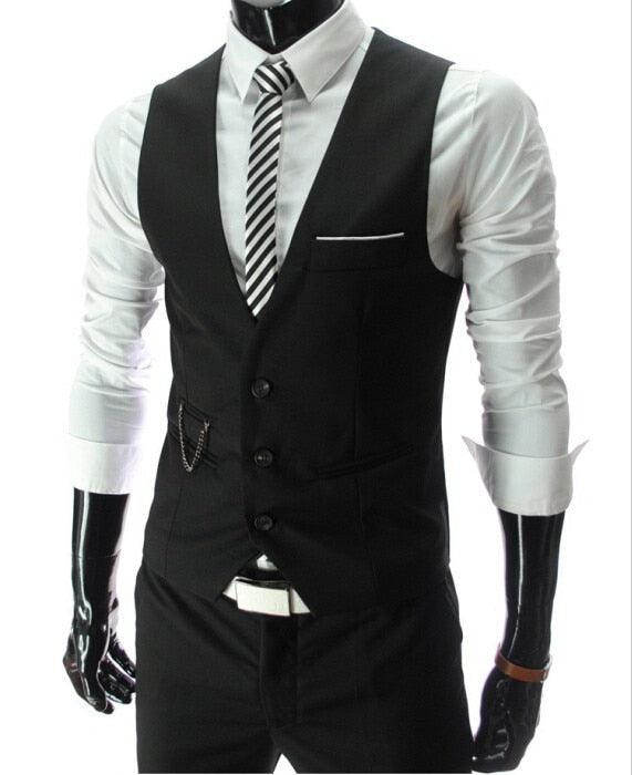 New Arrival Dress Vests - Men Slim Fit Suit Vest - Casual Sleeveless Formal Business Jacket (D8)(T3M)(T4G)