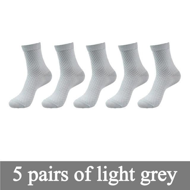 New Bamboo Fiber Men's Socks - Classic Business Brand Crew Socks - 5pairs / lot (D9)(TG8)
