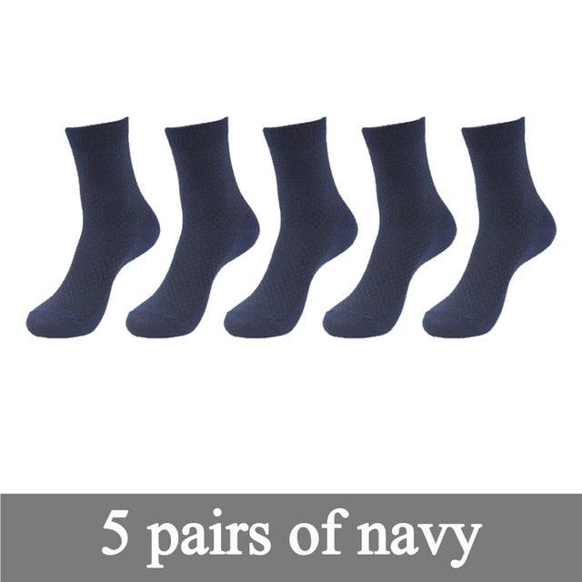 New Bamboo Fiber Men's Socks - Classic Business Brand Crew Socks - 5pairs / lot (D9)(TG8)