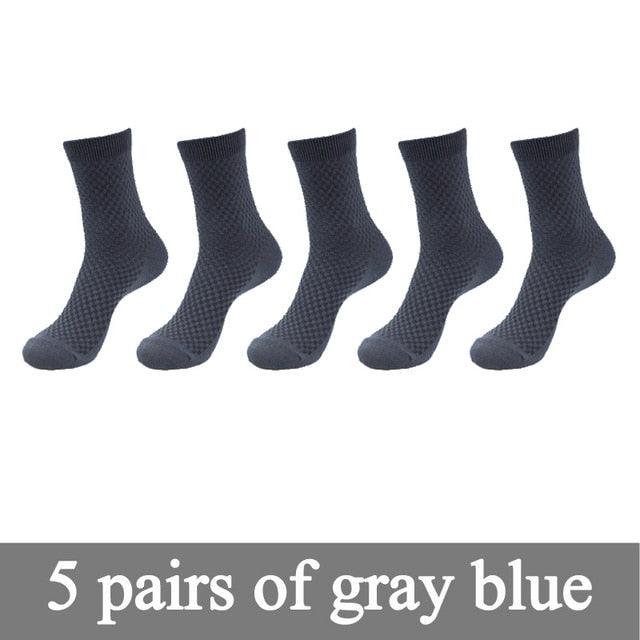 New Bamboo Fiber Men's Socks - Classic Business Brand Crew Socks - 5pairs / lot (D9)(TG8)